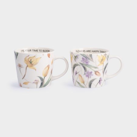 Кружка Anna Lafarg, белая, Летящие цветы, 2 штуки, 430 мл кружка to catch fish белая эмалированная