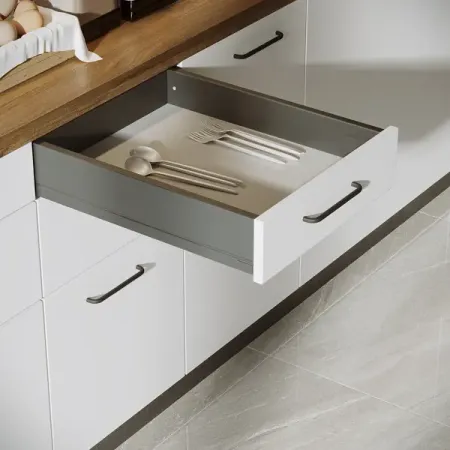 Выдвижной ящик с доводчиком 40x11x50 см KONSENSA ЛДСП/металл цвет серый корзина todelia netty 250х245х185мм с ручкой металл дерево белый