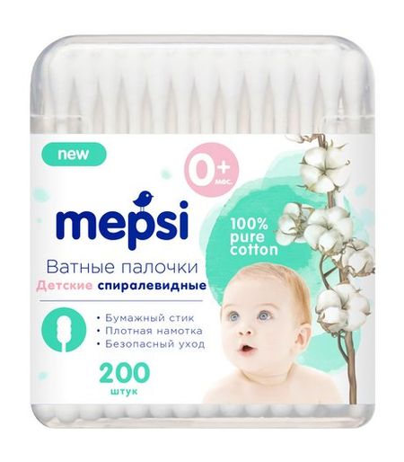 Mepsi Cпиралевидные детские ватные палочки