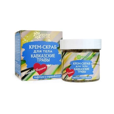 Скраб для тела БИЗОРЮК Крем-скраб для тела Кавказские травы искусственные травы для скрапбукинга 6 шт