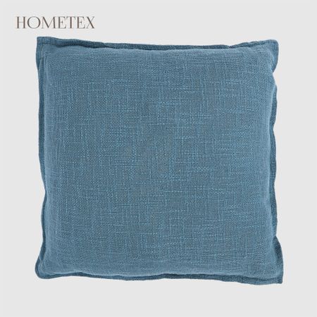 Подушка декоративная Hometex льняная с бортом 43x43 см синяя