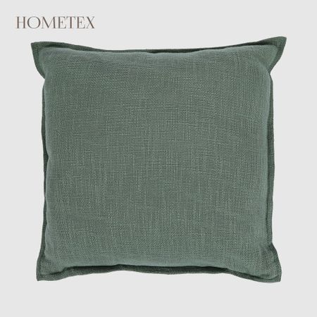 Подушка декоративная Hometex льняная с бортом 43x43 см зеленая