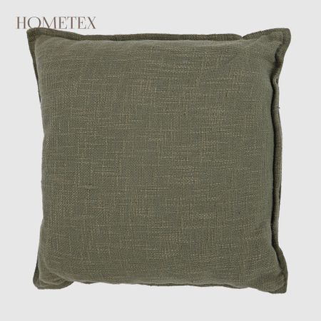 Подушка декоративная Hometex льняная с бортом 43x43 см олива