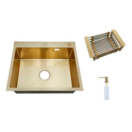 Мойка для кухни РМС 50х60х20 см врезная с коландером и дозатором сталь золото (MR-6050G) комплект гидропонных удобрений xmsj для овощей и фруктов