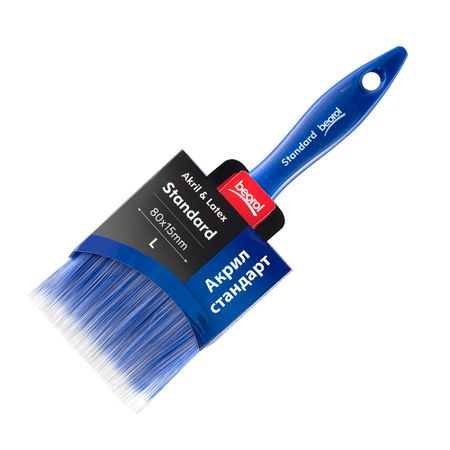 Кисть плоская искусственная щетина пластиковая ручка Beorol 80х15 мм для красок и антисептиков на водной основе биологический микроскоп объектив пластиковая коробка 45 мм 60 мм 185 195 объектив защита от пыли искусственная кожа 20 3