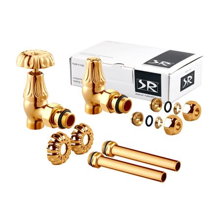 Комплект терморегулирующий угловой SR Rubinetterie Floral Old Style 1/2 х 24/19 для радиатора (A339-1500D0P0) латунные фитинги sae для медных трубок