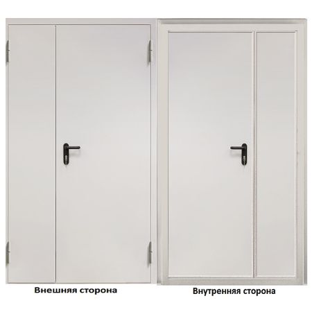 Дверь противопожарная двухстворчатая Промет ДП-2-EIS-60 глухая правая серый RAL 7035 1250х2050 мм