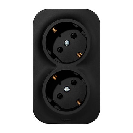 Розетка Legrand Quteo накладная черная со шторками (782475)