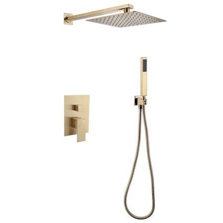 Душевая система Abber Daheim встраиваемая с верхним душем с лейкой золото матовое (AF8219G) душевая система abber wasserfall с верхним душем с лейкой со смесителем золото матовое af8616g