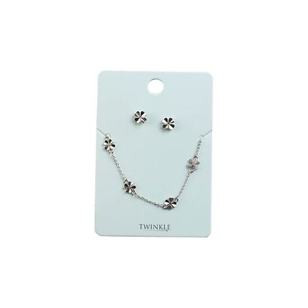 Набор бижутерии TWINKLE Набор серьги + браслет Clover Silver
