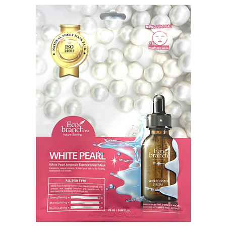 Маска для лица ECOBRANCH Ампульная тканевая маска с белым жемчугом