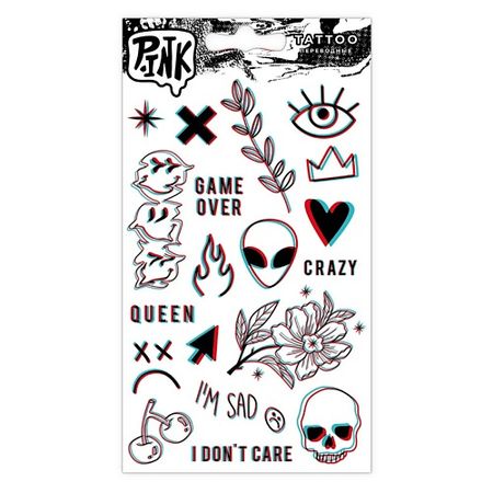 Тату P.INK Наклейки-тату переводные Милые глитч рисунки милые липкие заметки с животными
