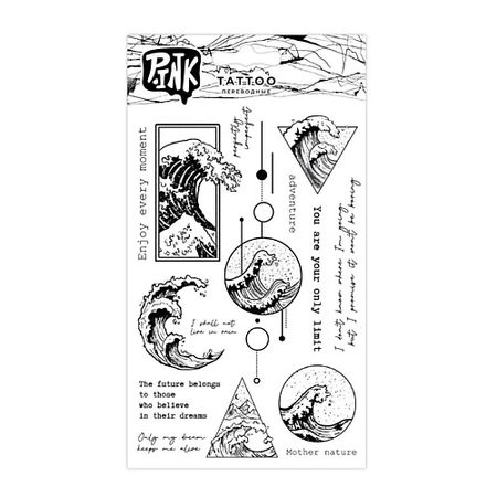 Тату P.INK Наклейки-тату переводные Волны dc5v генератор волн шумана 7 83 гц чистая синусоида генератор сигналов волны шумана type c с аудиовыходом 3 5 мм