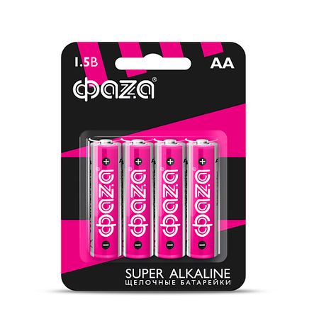 Батарейки ФАZА Батарейки Щелочные Super Alkaline LR 6, BL-4,  блистер 4 шт.