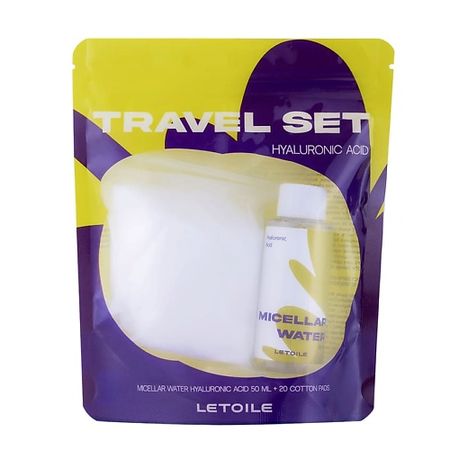 Набор средств для снятия макияжа ЛЭТУАЛЬ Набор для путешествий мицеллярная вода с гиалуроновой кислотой и ватные диски Travel Set ватные диски для   солнце и луна eco 40 шт