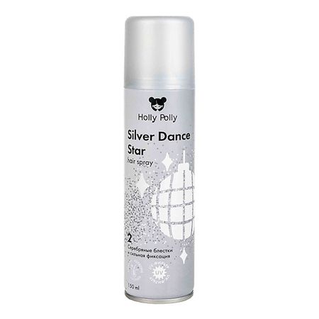 Лак для укладки волос HOLLY POLLY Лак для волос Silver Dance Star сильной фиксации с серебряными блестками holly june серьги my abc earrings silver