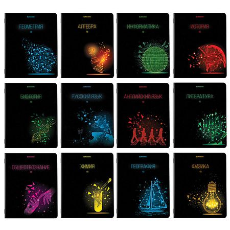 Тетрадь BRAUBERG Тетради предметные комплект DARK пустые стеклянные предметные стекла huiley 25x76 мм