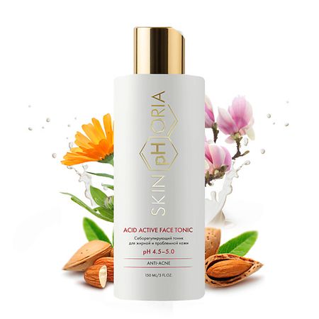 Тоник для лица SKINPHORIA Себорегулирующий тоник для жирной и проблемной кожи Acid active face tonic