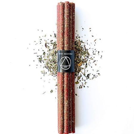 Свеча декоративная EZO Свечи восковые красные с травами 