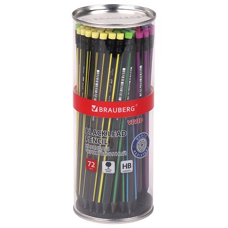Набор карандашей BRAUBERG Набор чернографитных карандашей с ластиком Vivid