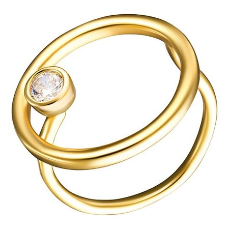 Кольцо UVI JEWELLERY Золотистое безразмерное кольцо с прозрачным кристаллом 10 шт алюминиевые банки с прозрачным окошком для хранения