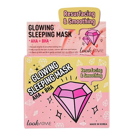 Маска для лица LOOK AT ME Маска для лица придающая сияние с AHA и BHA кислотами Glowing Sleeping Mask AHA + BHA маска для лица nsc с ана и вна кислотами для жирной и комбинированной   22 г