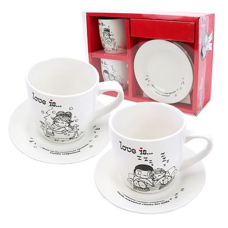 Кружка ND PLAY Набор чайных пар в подарочной упаковке Love is, 4 предмета, фарфор