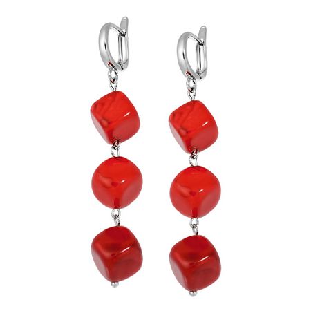 Серьги KOSHIKA Серьги Красные коралловые Кубики акриловые кубики льда для декора