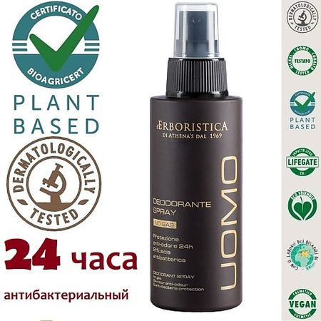 Дезодорант-спрей L`ERBORISTICA Натуральный Дезодорант-спрей без алюминия на 24 часа с антибактериальным эффектом mijia перезаряжаемый фонарик из алюминия 20вт