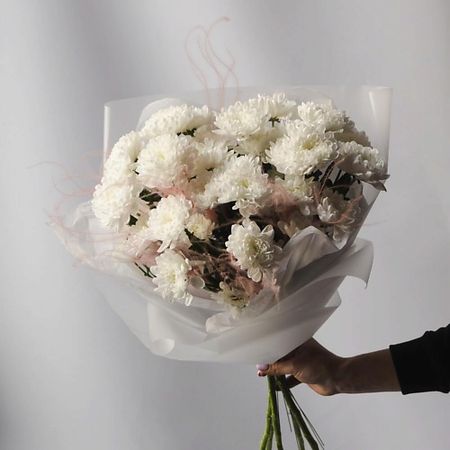 Букет живых цветов ИВА Воздушное облако, нежный букет из 3 веток пышных хризантем скотч для декорирования sky city серии облако