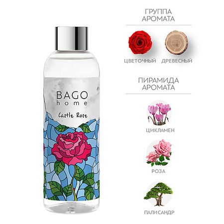 Аромадиффузор BAGO HOME Набор наполнитель и фибровые палочки для ароматического диффузора Замковая роза аромадиффузор индокитай на подвеске 8 мл роза фиалка гвоздика