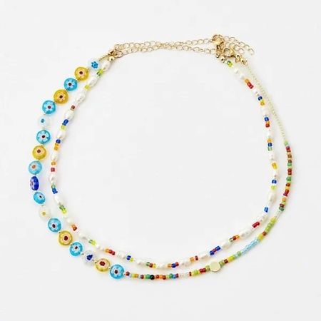 Колье PABUR Колье DOUBLE FLOWER timeless pearly колье double gold plated chain necklace whith crab charm