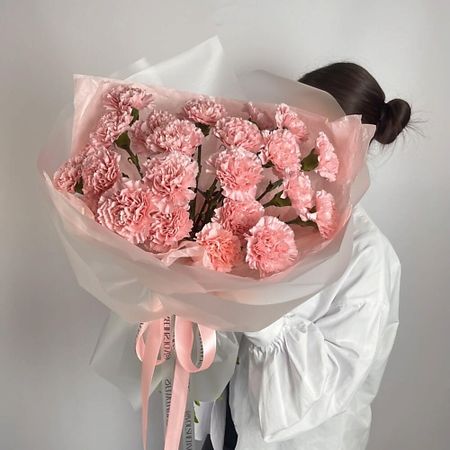 Букет живых цветов VLSHBN FLOWERS STATE Монобукет из 25 нежно-розовых Гвоздик букет живых ов 4 сезона монобукет из 15 ярко розовых роз