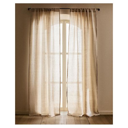Штора ZARA HOME Занавеска из стертого льна средней прозрачности 140 x 270 см шифоновая занавеска glsue белая