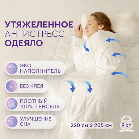 Одеяло BEAUTY SLEEP Утяжеленное одеяло 205×220 см из Тенселя с стеклянными эко-гранулами