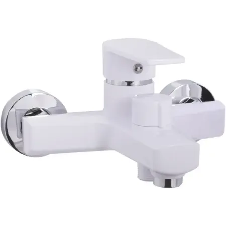 Смеситель для ванны однорычажный с лейкой и шлангом цвет белый