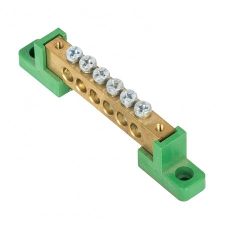 Шина нулевая на 2-х угловых изоляторах EKF PROxima 8х12 мм 6 отверстий зеленая (20 шт.) (sn0-125-06-2-pe) шина нулевая dori на 2 х угловых изоляторах 8 отверстий 1шт