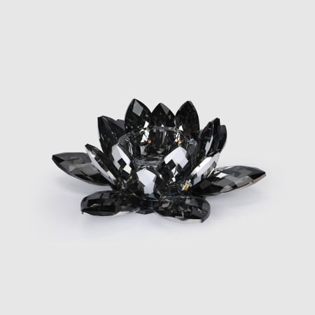Подсвечник Crocus хрустальный лотос, тёмный 20,5х20,5х7,5 см