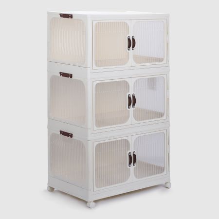 Шкаф для хранения Hometex на колёсах 3 уровня кремовый 75х46х124 см