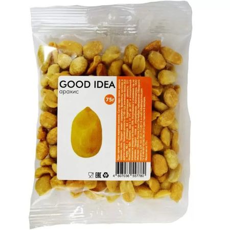 Арахис жаренный Good Idea солёный 135 г семечки подсолнечные бабкины семечки жареные соленые 300 г