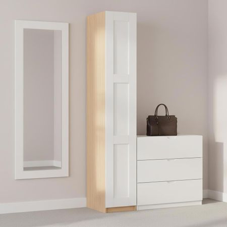 Шкаф распашной Реймс белый с 6 полками 40х232,2х54,5 ЛДСП каркас дуб комано