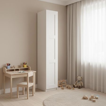 Шкаф распашной Реймс белый с 3 полками, штангой и ящиком 40х232,2х54,5 ЛДСП каркас белый