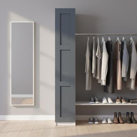 Шкаф распашной Реймс серый с 6 полками 40х232,2х54,5 ЛДСП каркас белый шкаф распашной реймс серый с 3 полками и 3 ящиками 80х232 2х54 5 лдсп каркас белый