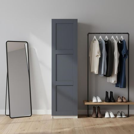 Шкаф распашной Реймс серый с 6 полками 60х232,2х54,5 ЛДСП каркас белый шкаф распашной реймс серый с 3 полками и 3 ящиками 80х232 2х54 5 лдсп каркас белый