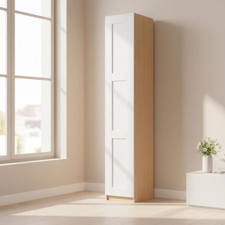 Шкаф распашной Реймс белый с 4 полками и 4 ящиками 40х232,2х54,5 ЛДСП каркас дуб комано