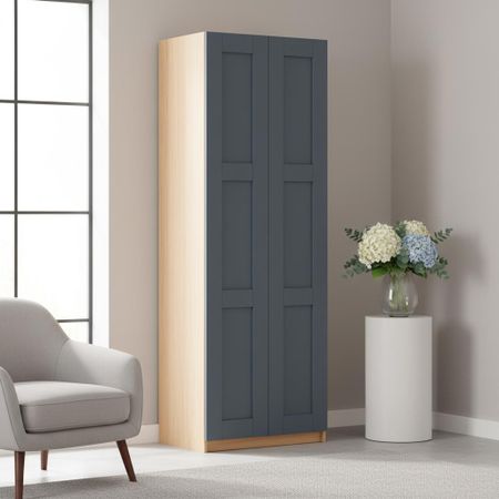 Шкаф распашной Реймс серый с 2 полками и 4 ящиками 80х232,2х54,5 ЛДСП каркас дуб комано шкаф распашной реймс серый с 3 полками и 3 ящиками 80х232 2х54 5 лдсп каркас белый