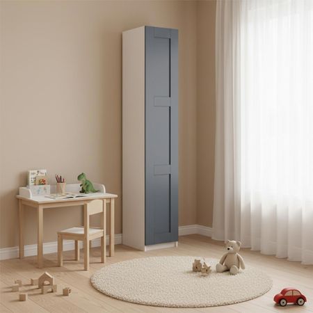 Шкаф распашной Реймс серый с 4 полками и штангой 40х232,2х54,5 ЛДСП каркас белый