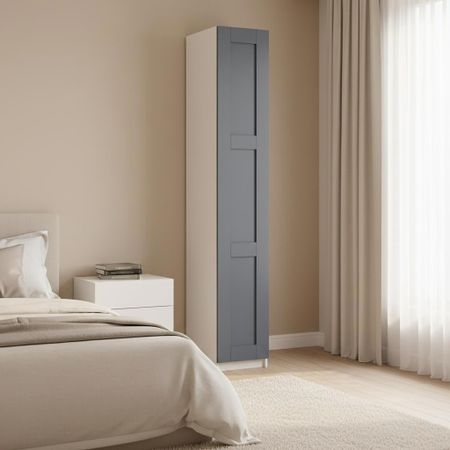 Шкаф распашной Реймс серый с 2 полками, штангой и ящиком 40х232,2х54,5 ЛДСП каркас белый