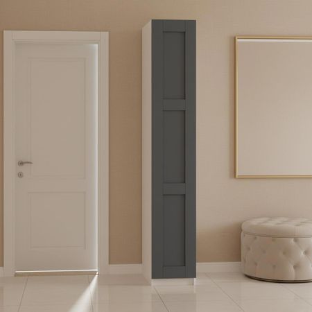 Шкаф распашной Реймс серый с 2 полками, штангой и 2 ящиками 40х232,2х54,5 ЛДСП каркас белый шкаф распашной реймс серый с 4 полками 40х232 2х54 5 лдсп каркас белый