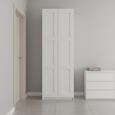 Шкаф распашной Реймс белый с полкой и штангой 80х232,2х54,5 ЛДСП каркас белый